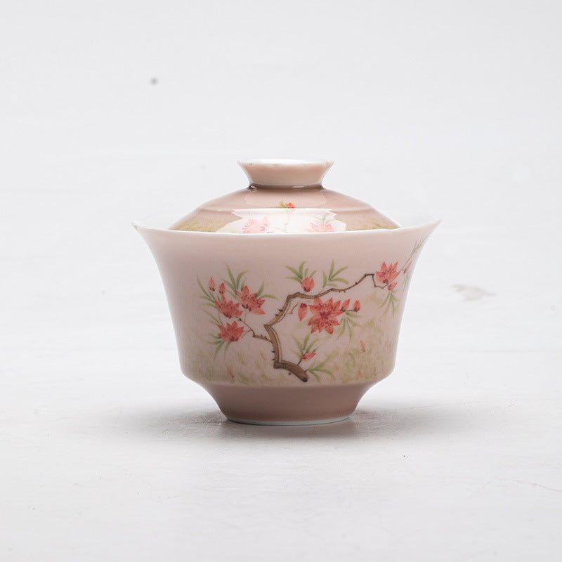 Premium Traditional Chinese Ceramic Gaiwan- Spring Flowers