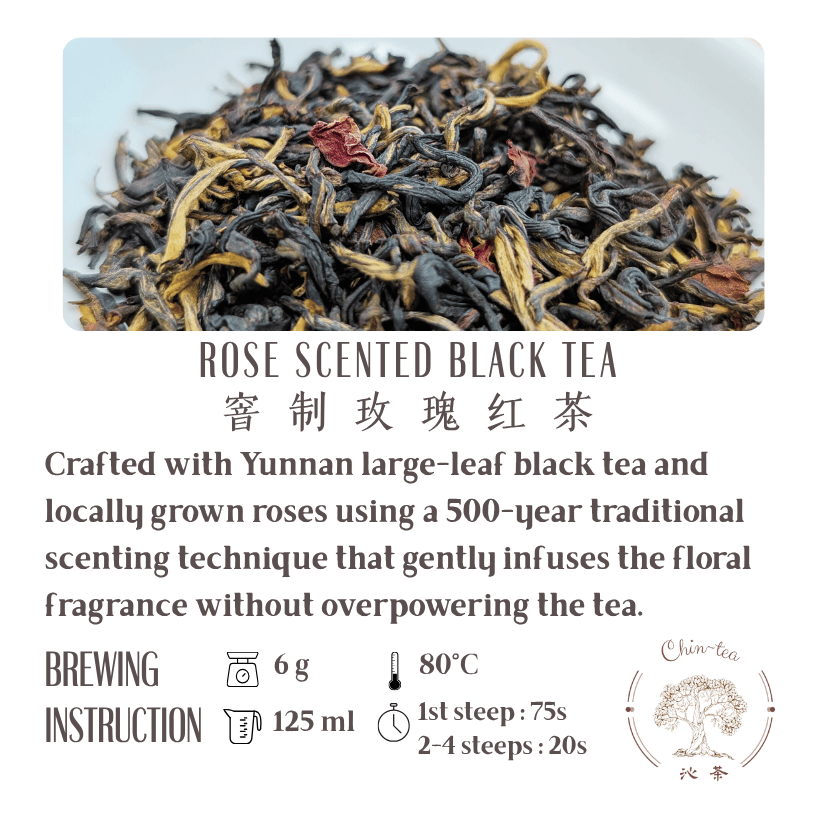 Rose Scented Black Tea with natural rose petals