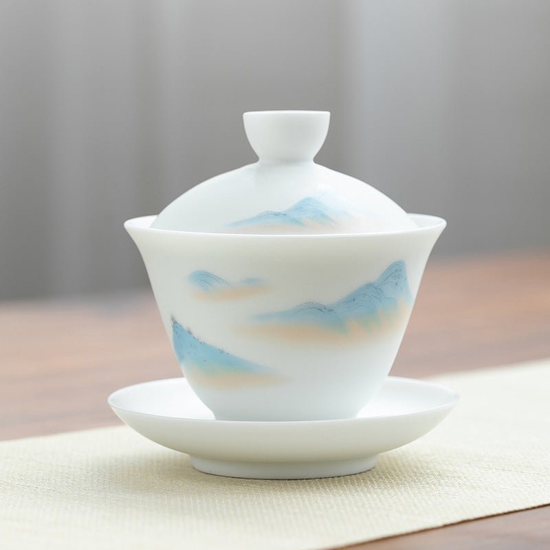Premium Traditional Chinese Ceramic Gaiwan- Mountains - Chin-tea Studio