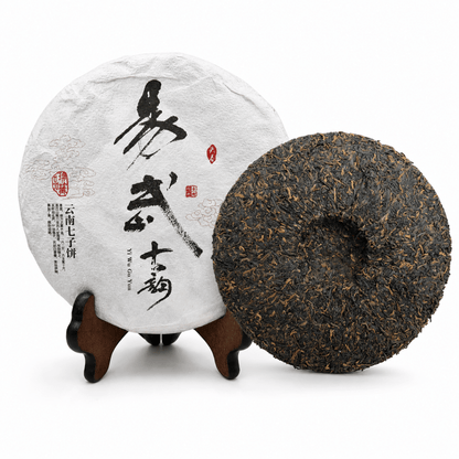 2021 Yiwu Raw Pu'er Tea cake — aged sheng pu'er from Yunnan, China
