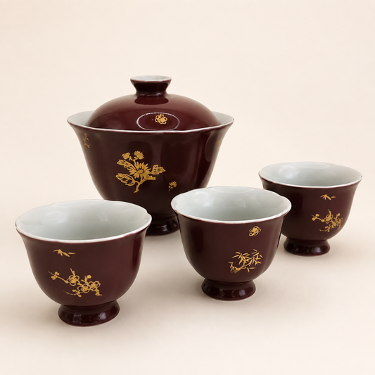 Premium Traditional Chinese Ceramic Gaiwan- Purple