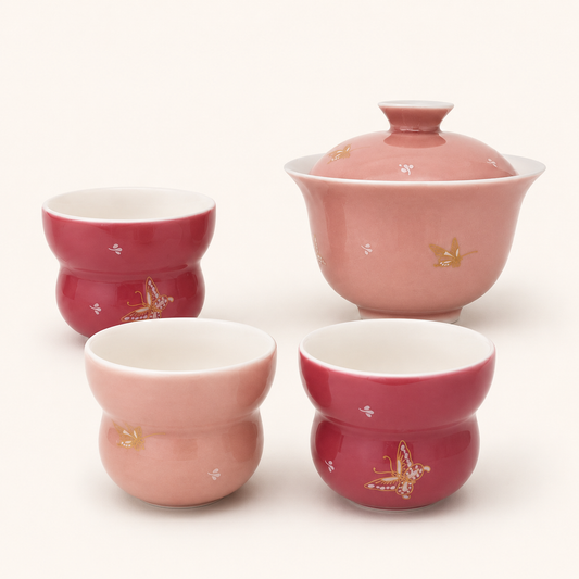 Premium Traditional Chinese Ceramic Gaiwan- Pink