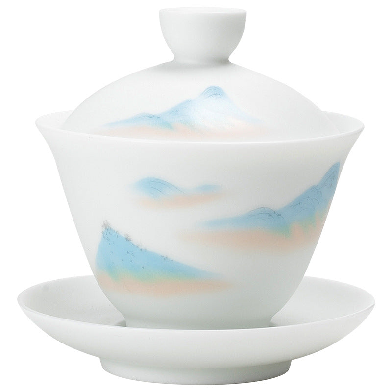 Premium Traditional Chinese Ceramic Gaiwan- Mountains