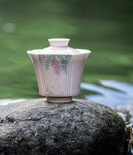 Premium Traditional Chinese Ceramic Gaiwan- Spring Flowers