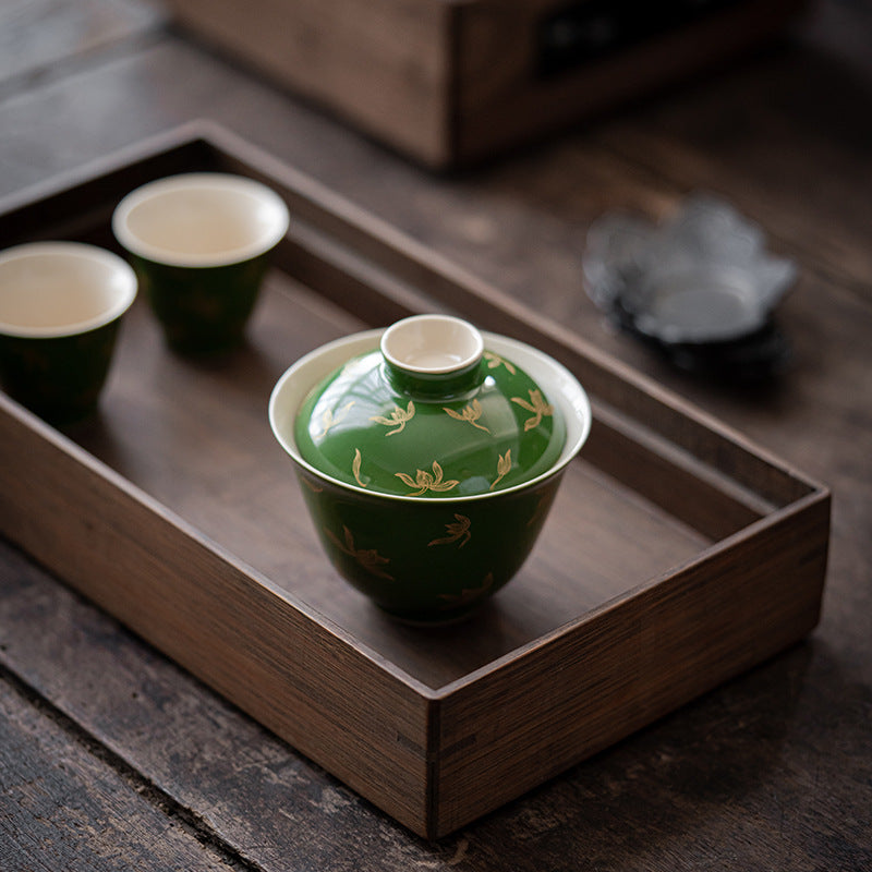 Premium Traditional Chinese Ceramic Gaiwan- Green