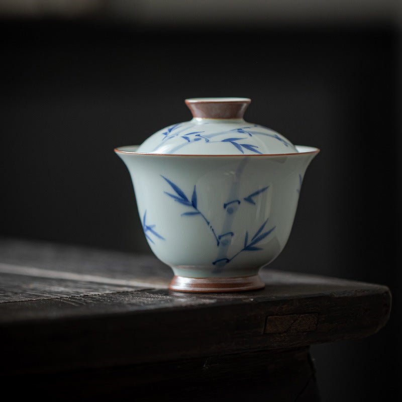 Artisan bamboo gaiwan tea set