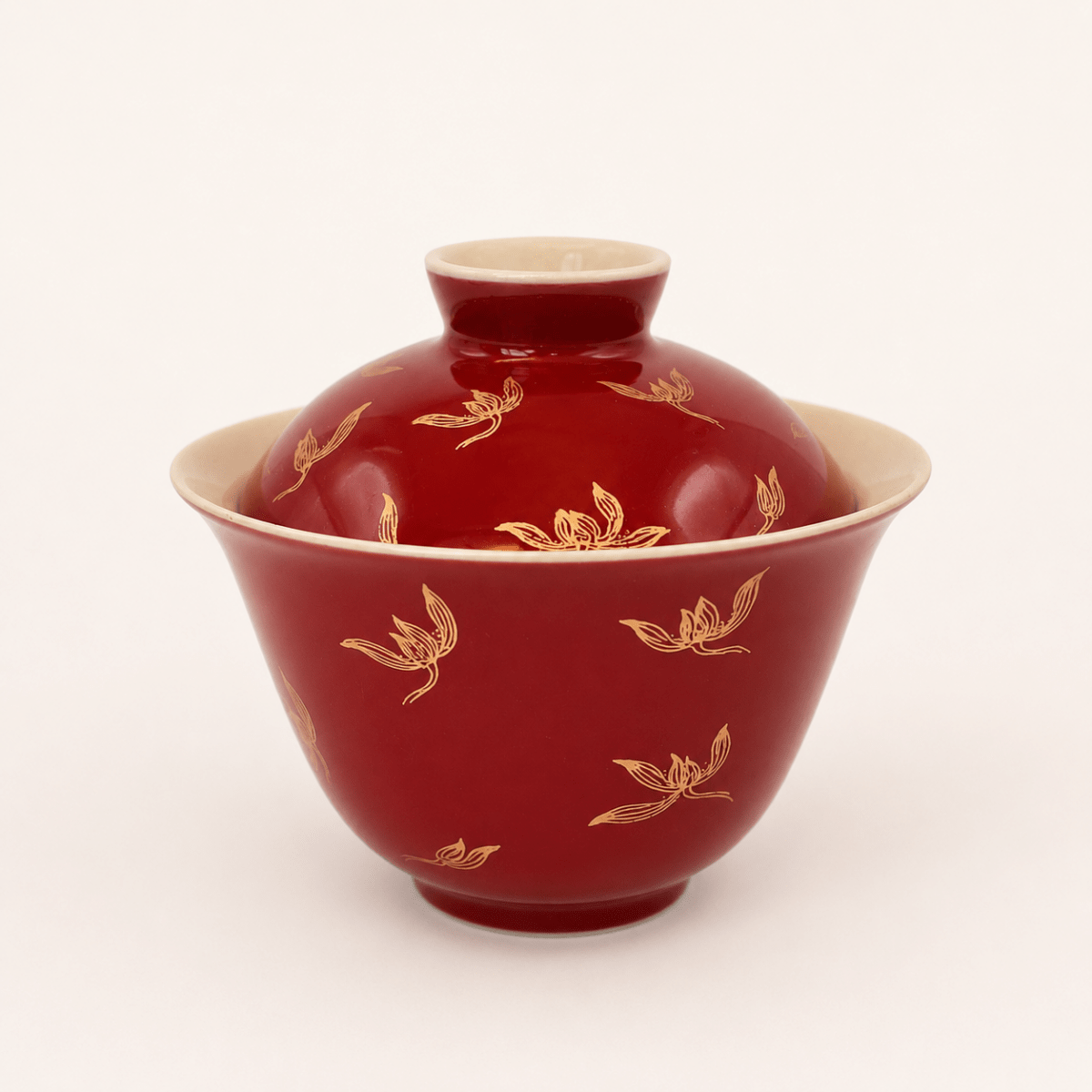 Ceramic gaiwan tea cup with orchid design
