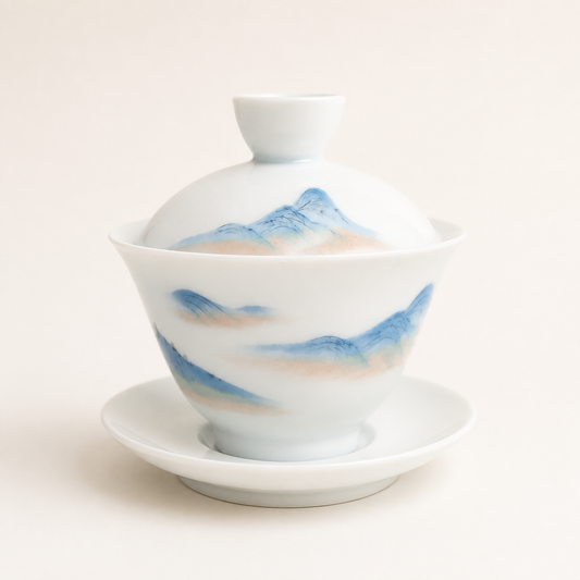 Premium Traditional Chinese Ceramic Gaiwan- Mountains