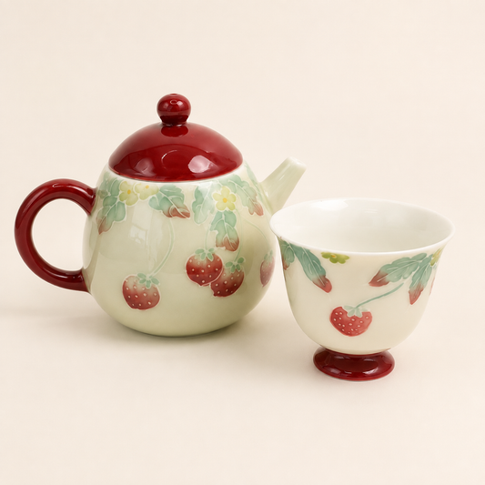Artisan Ceramic Gaiwan - Strawberry collection