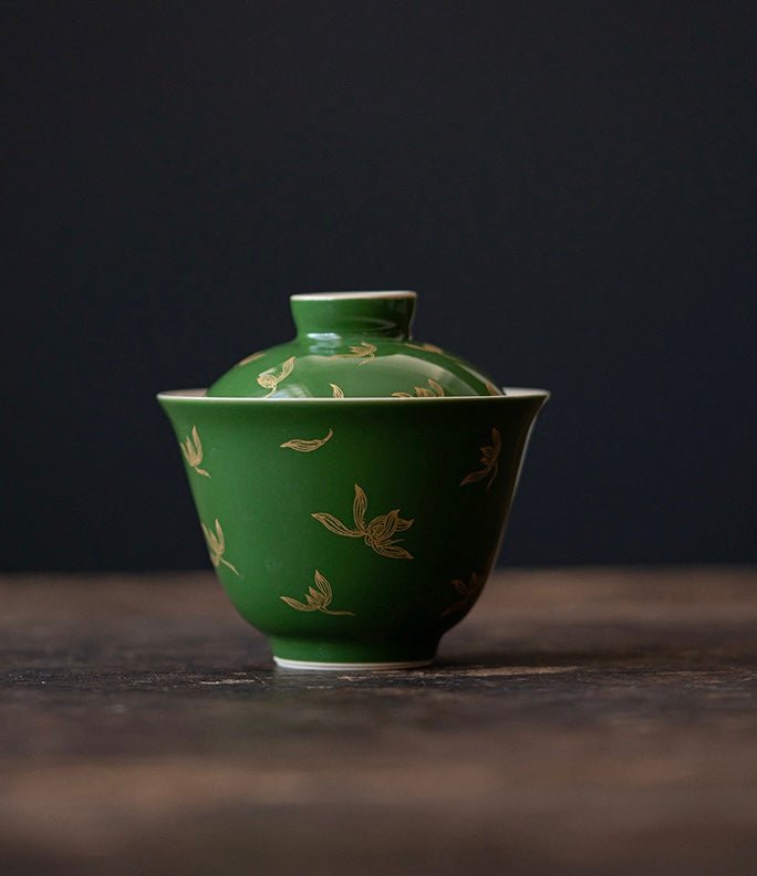 Premium Traditional Chinese Ceramic Gaiwan- Green - Chin-tea Studio