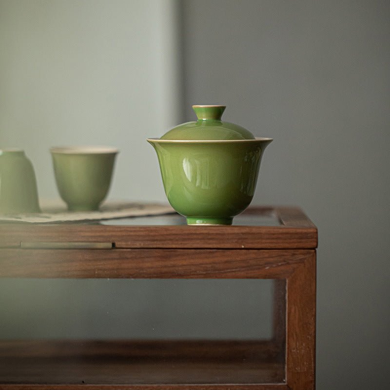 Premium Traditional Chinese Ceramic Gaiwan- Green - Chin-tea Studio