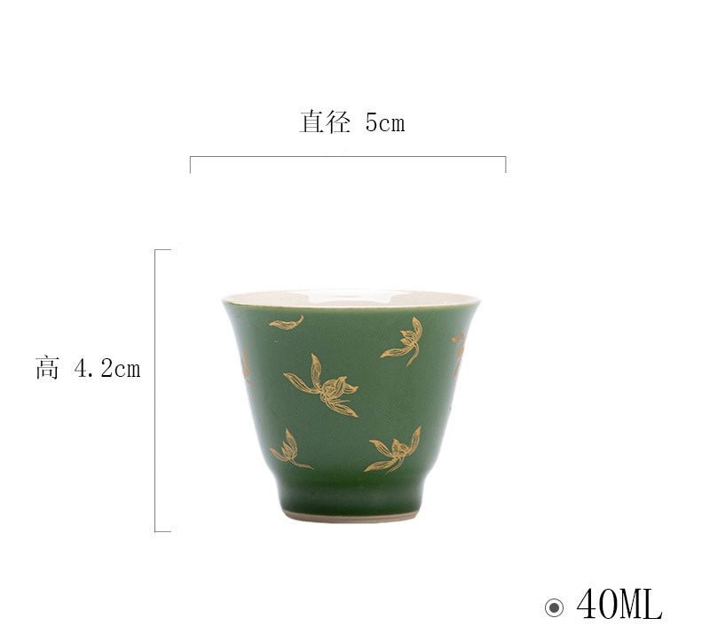 Premium Traditional Chinese Ceramic Gaiwan- Green - Chin-tea Studio