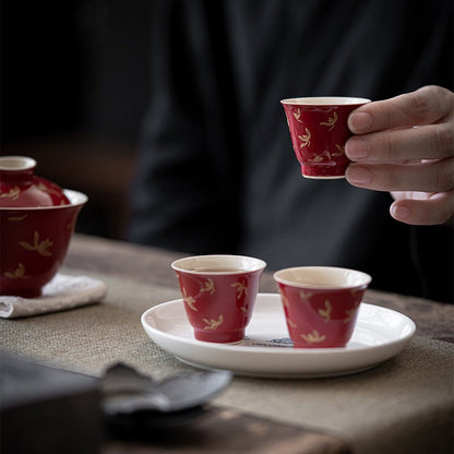 Premium Traditional Chinese Ceramic Gaiwan-Lang Hong (Red) - Chin-tea Studio