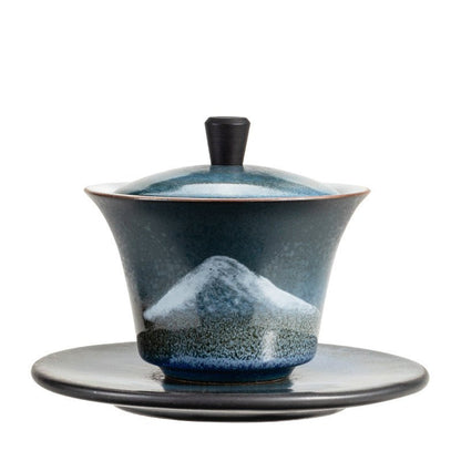 Premium Traditional Chinese Ceramic Gaiwan- Mountains - Chin-tea Studio