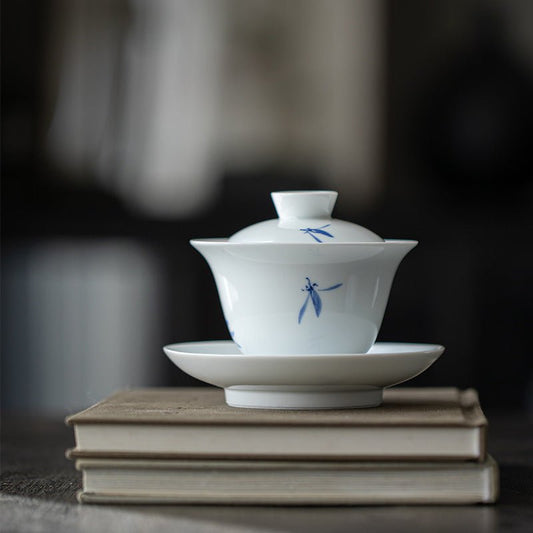 Premium Traditional Chinese Ceramic Gaiwan- Orchid - Chin-tea Studio