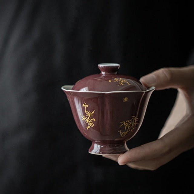 Premium Traditional Chinese Ceramic Gaiwan- Purple - Chin-tea Studio
