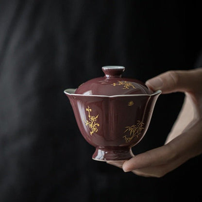 Premium Traditional Chinese Ceramic Gaiwan- Purple - Chin-tea Studio