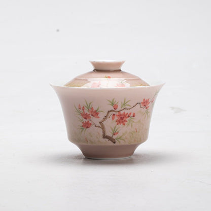 Premium Traditional Chinese Ceramic Gaiwan- Spring Flowers - Chin-tea Studio
