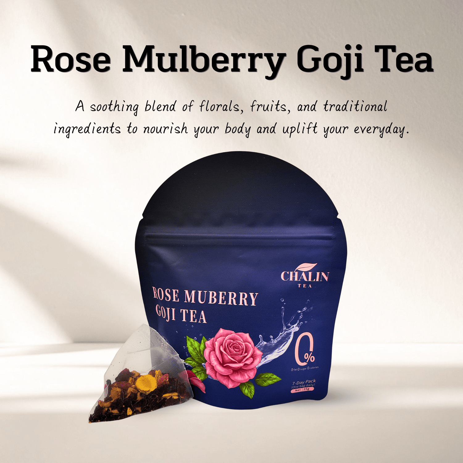 Goji Berry Tea bags with dried rose petals and mulberry — 7-bag box by Chin-Tea Studio