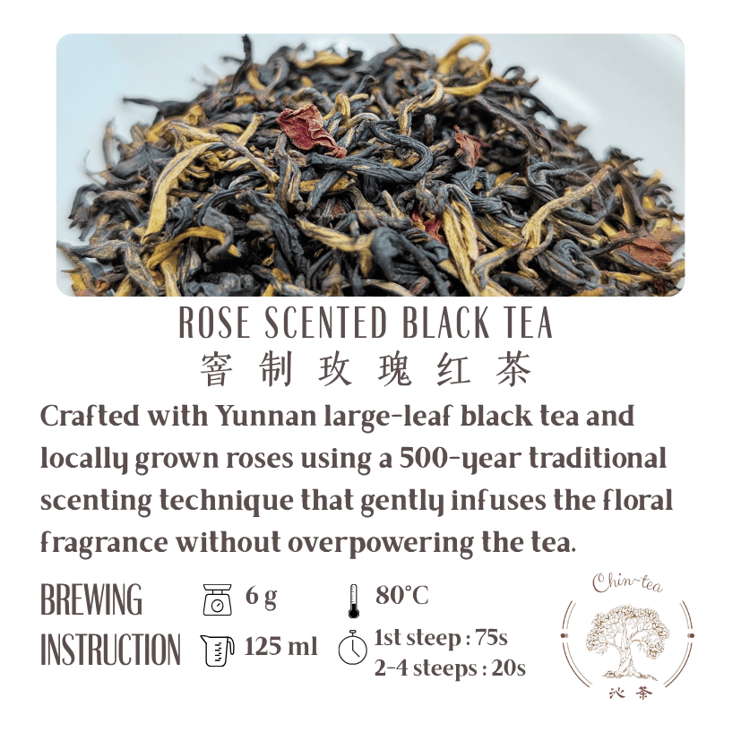 Rose Scented Black Tea with natural rose petals