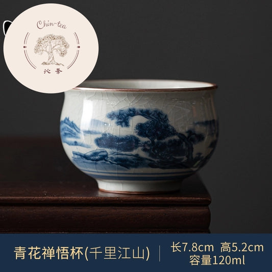 Heritage Elegance Blue & White Ceramic Tea Cup
